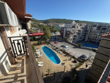 Furnished studio with balcony and pool view in Panorama Bay 2, Sveti Vlas, 200 m from the sea