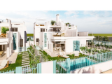 Modern premium villa with pool, large terraces, garden and garage next to a exclusive golf course an