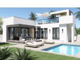 Modern new built single-level villa with a private pool, sunny rooftop terrace and landscaped garden